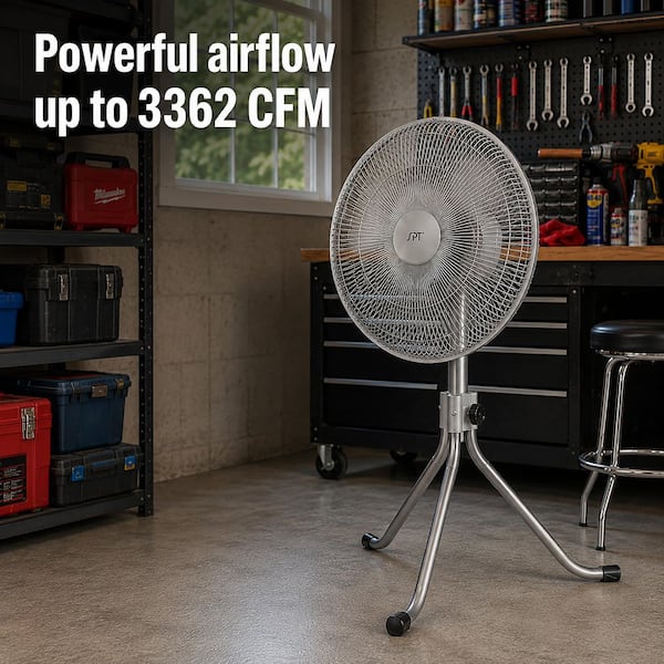 SPT 18 in. Heavy-Duty Adjustable-Height Oscillating Pedestal Fan