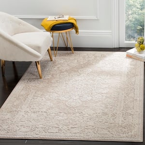 Reflection Beige/Cream 10 ft. x 14 ft. Border Distressed Area Rug