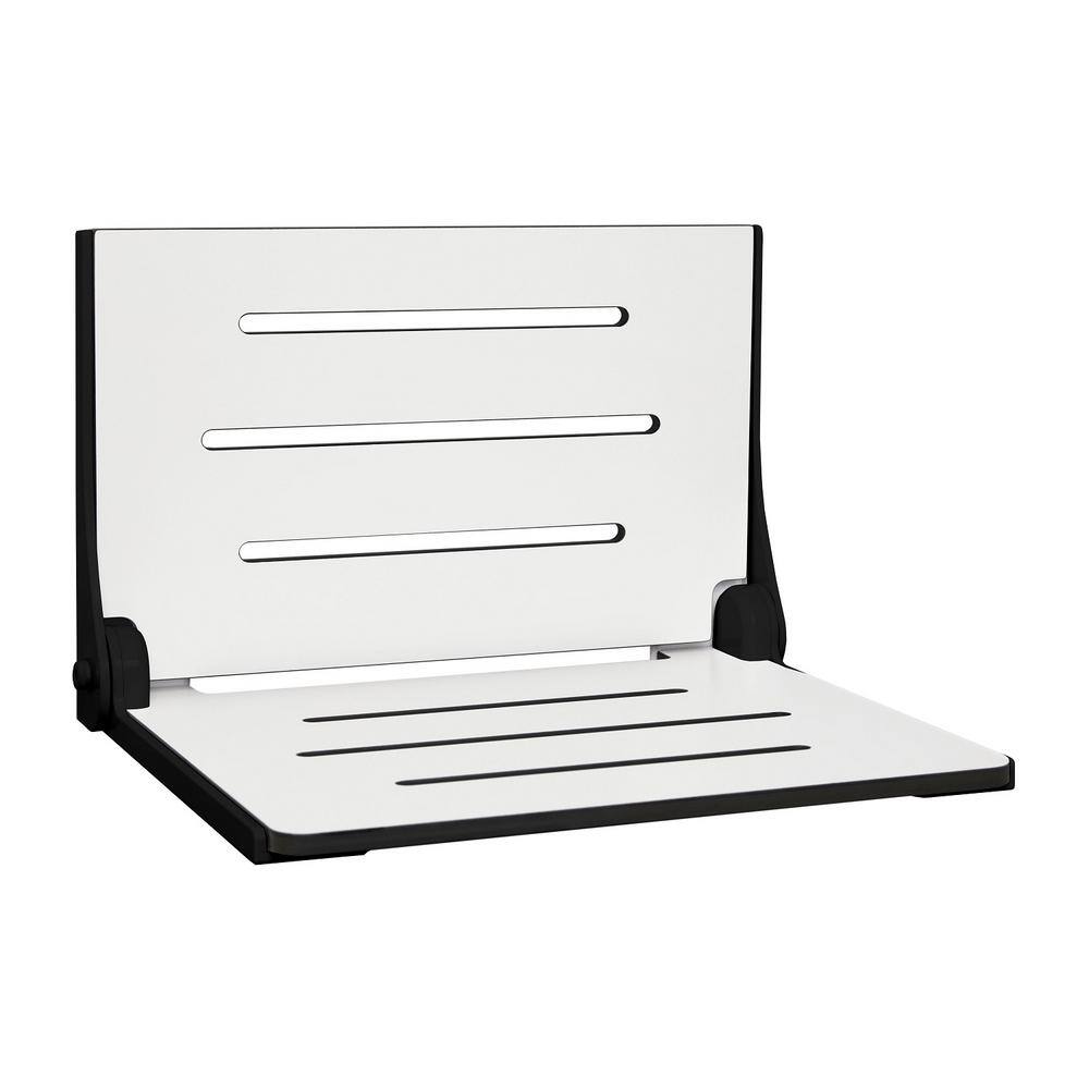 White and Black Wall-Mounted Folding Shower Seat