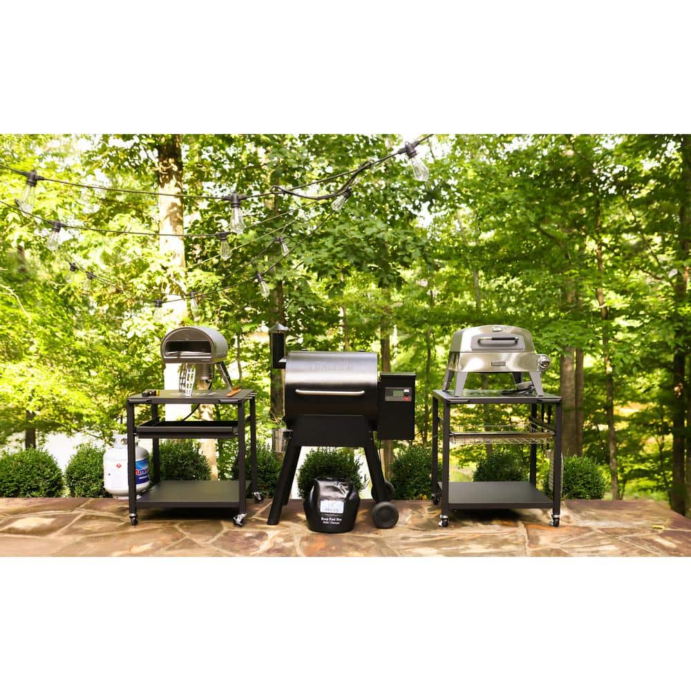 NUUK Stainless Steel Rolling Outdoor Pizza Oven Table with Shelves