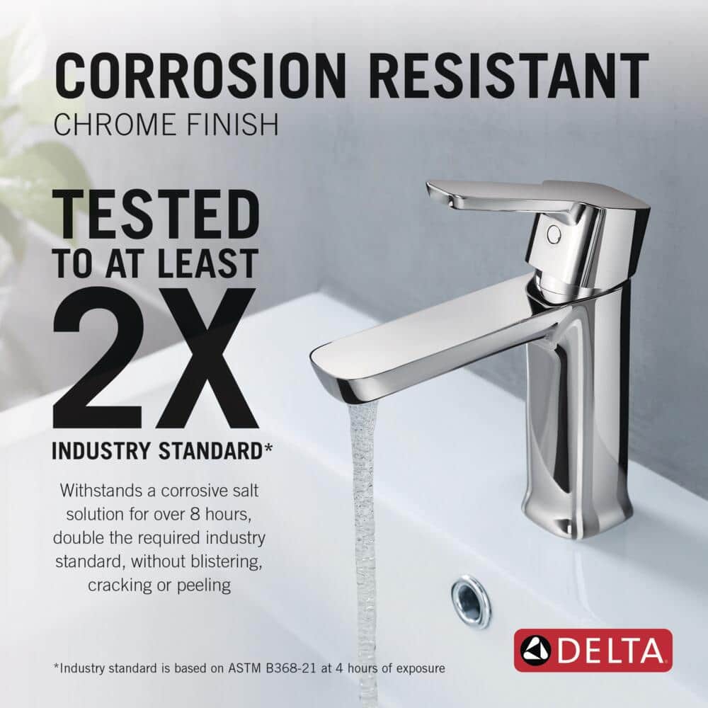 Delta Modern Chrome 6.5" Single Hole Bathroom Faucet with Drain Assembly