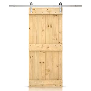 Mid-Bar 30 in. x 84 in. Unfinished Knotty Pine Wood Interior Sliding Barn Door with Hardware Kit