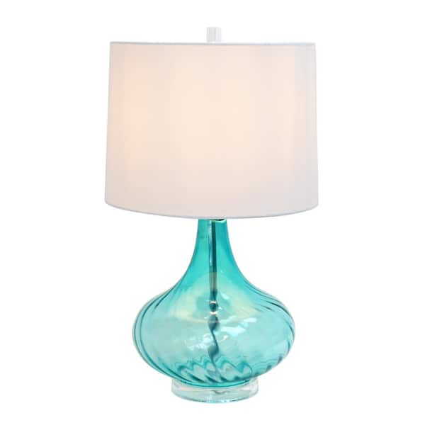 Light Blue Glass Table Lamp, Dark Teal Table Lamp Shade