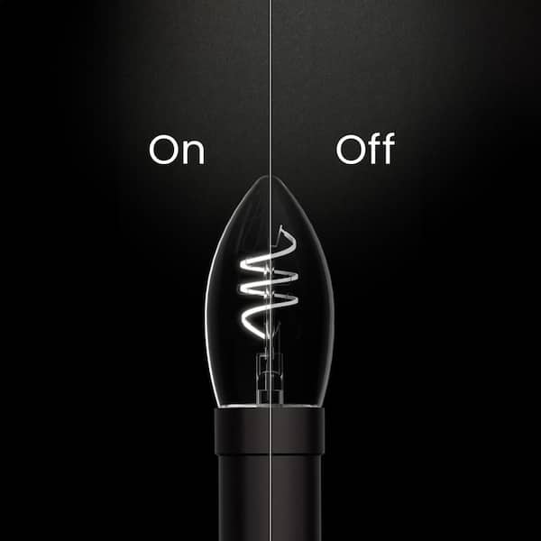 60W Equivalent B11 E12 Candelabra Switch to Dim White Filament Clear Chandelier LED Light Bulb True White 3500K (3-Pack)