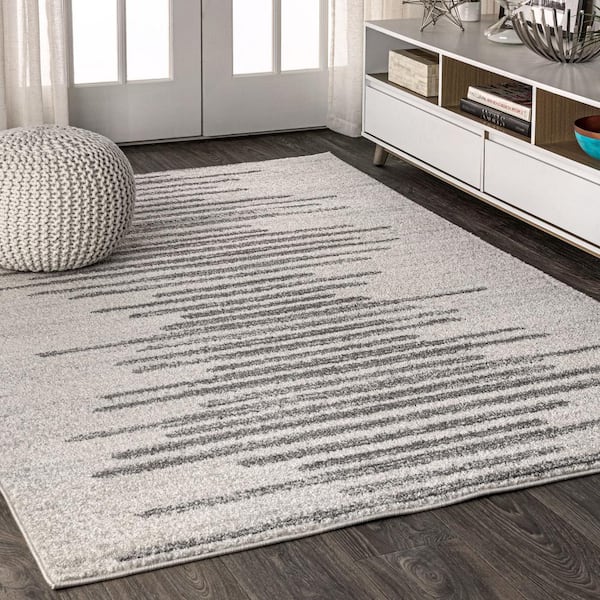 JONATHAN Y Aya Berber Stripe Geometric Cream/Gray 4 ft. x 6 ft. Area Rug
