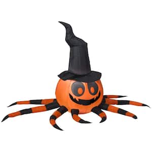 3 ft. Tall Airblown-Orange and Black Spider with Witch Hat-SM