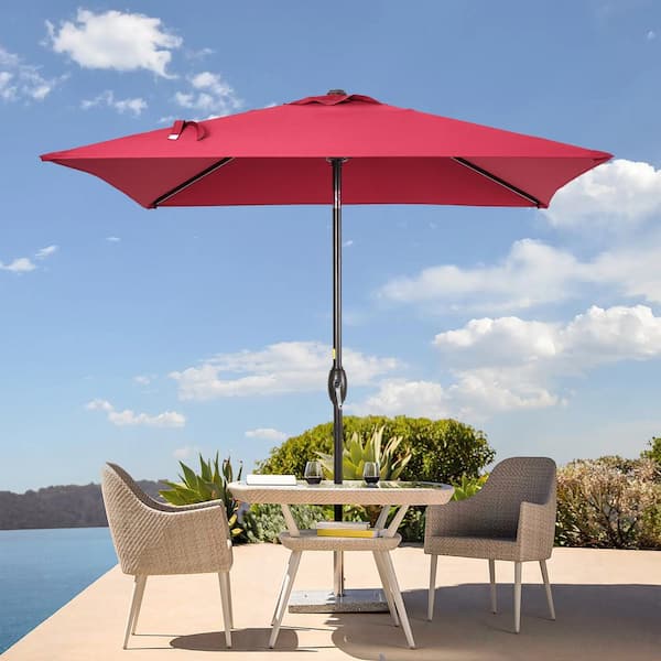 Sonkuki 6.5 ft. x 6.5 ft. Square Patio Market Umbrella - Stylish, Sun-Protective, Enhance Your Outdoor Oasis, Wine Red