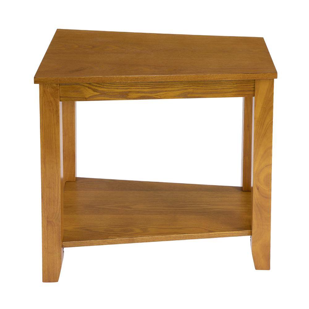 Elwell Oak Finish Rectangular Wood Chairside Table