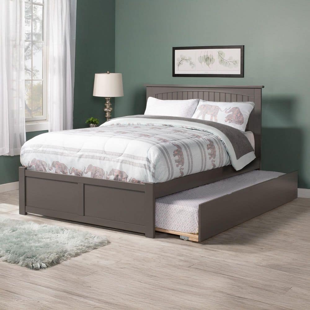 Nantucket Grey Full Platform Bed with Flat Panel Foot Board and Full Urban Trundle Bed Bed price history on PriceWatchPro