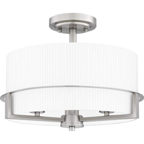 Quoizel Seymour 15 in. 3-Light Brushed Nickel Semi-Flush Mount