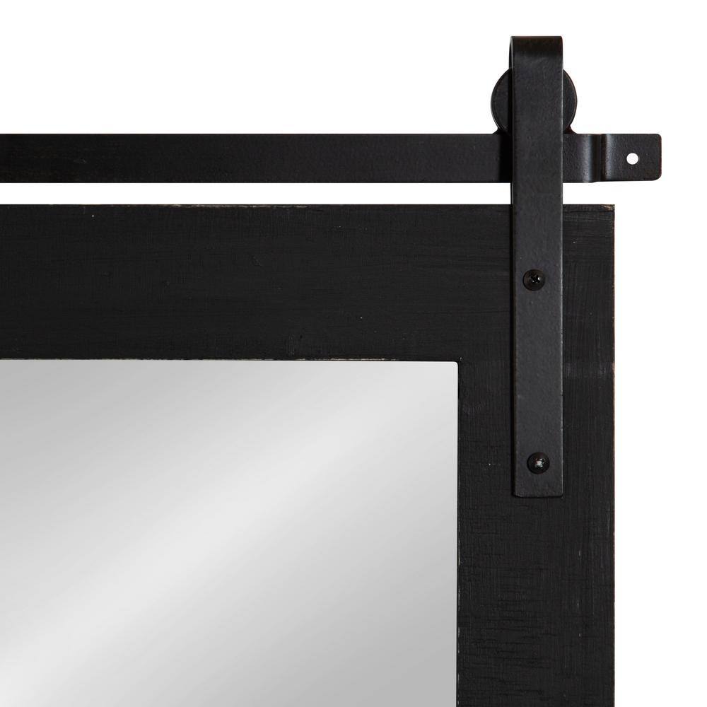 Black Wood Rectangular Barn Door Wall Mirror