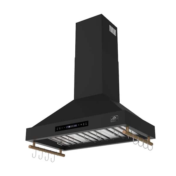 Forno Venezia 36 in. Wall-Mounted Range Hood in Black with Touch