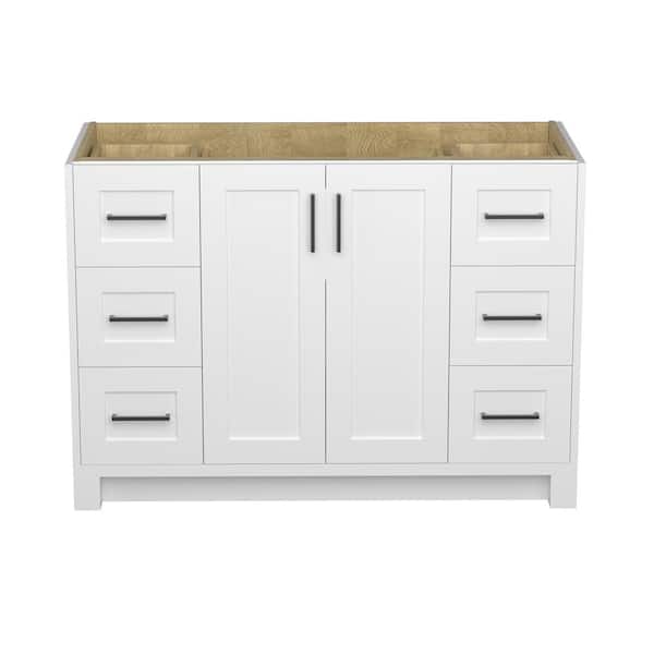 Zeafive Wina 48 in. Single Sink Bath Vanity Cabinet without Top Solid Wood Freestanding Bathroom Vanity Base in White Assembled