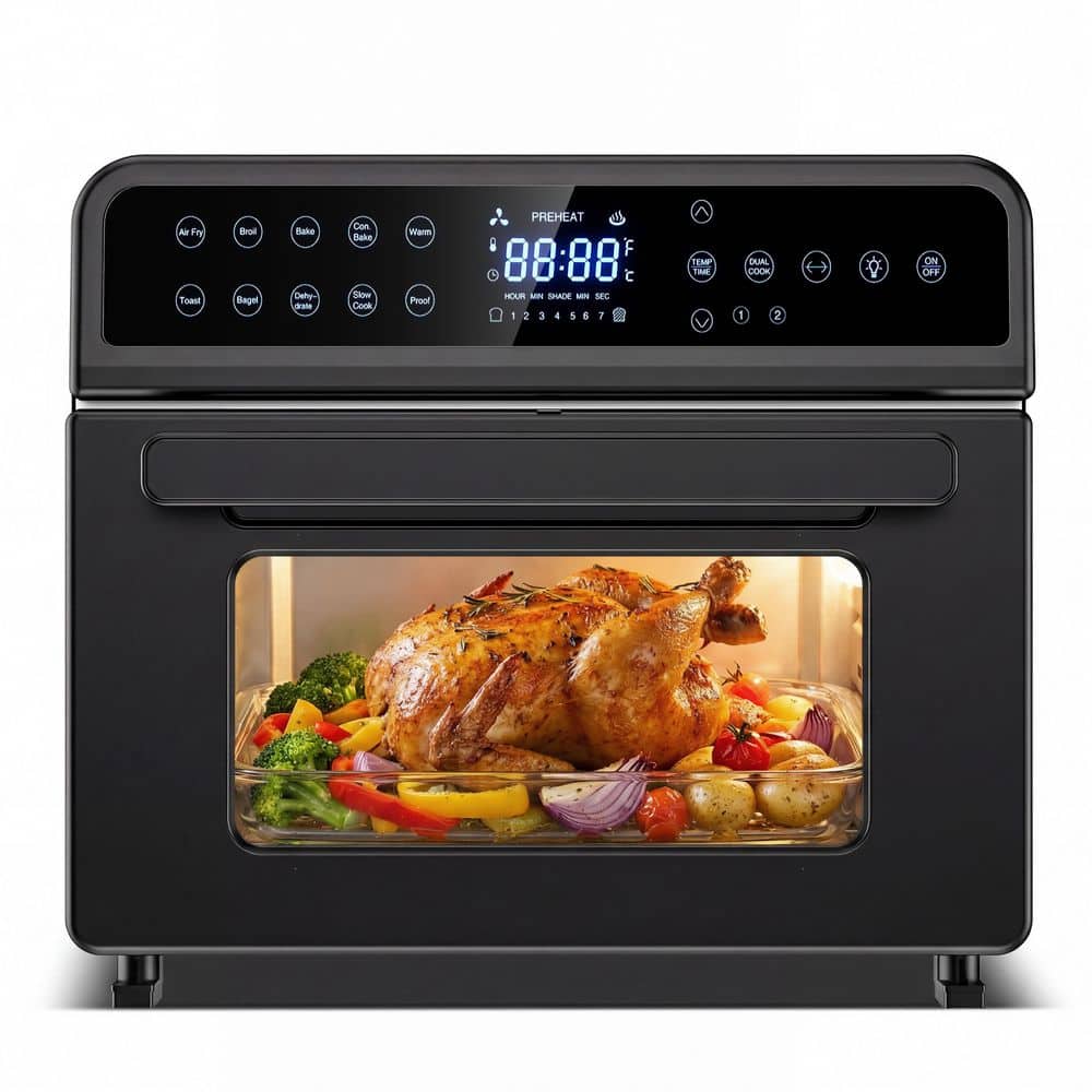 23.2 qt. Countertop Black Air Fryer that provides 10 Smart Programs with Rotisserie, Drip tray, LCD Digital Screen price history on PriceWatchPro