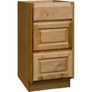 Hampton 18 in. W x 24 in. D x 34.5 in. H Assembled Drawer Base Kitchen Cabinet in Natural Hickory with Drawer Glides