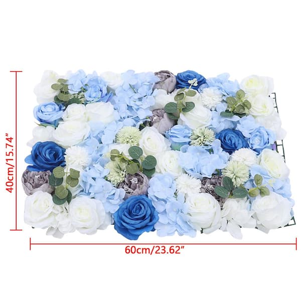 YIYIBYUS 23.6 in. x 15.7 in. Blue Artificial Hydrangea Rose Flower