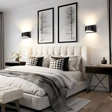 8.03 in. 1-Light Black Modern Lantern Wall Sconce, Up and Down Wall Mount Light Living Room Bedroom Hallway (2-Pack)