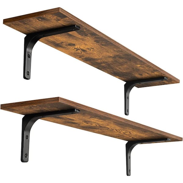 Unbranded 39.4 in. W x 7.9 in. D Rustic Brown Floating Shelves Decorative Wall Shelf