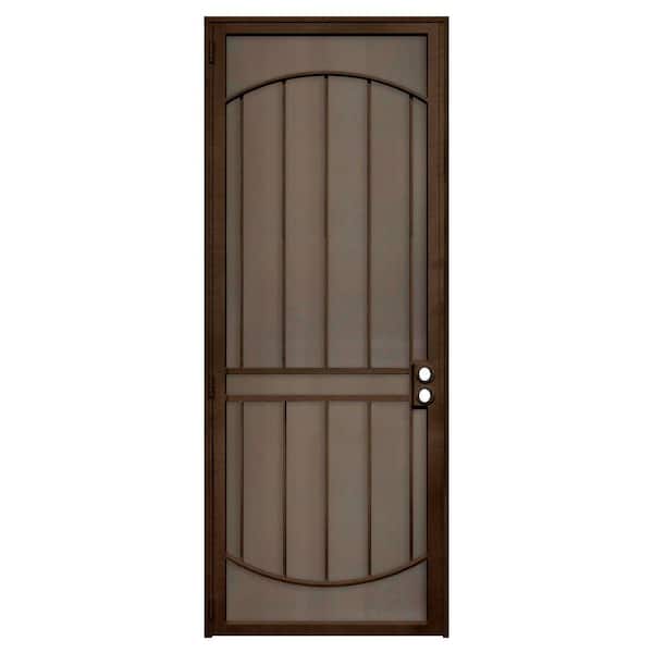 Unique Home Designs 36 in. x 96 in. Arcada Copper Surface Mount Right-Hand Steel Security Door with Expanded Metal Screen