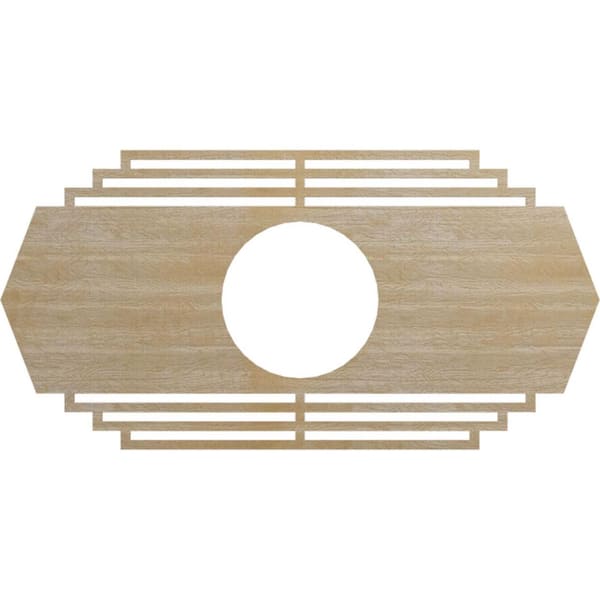 Ekena Millwork 40 in. x 20 in. x 1/4 in. Chrysler Wood Fretwork Pierced Ceiling Medallion, Birch