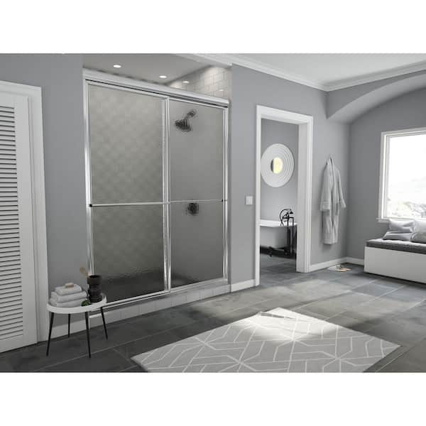 Coastal Shower Doors Newport 42 in. to 43.625 in. x 70 in. Framed Sliding Shower Door with Towel Bar in Chrome with Aquatex Glass