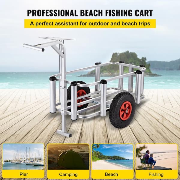 Beach Cart Fishing Pier Buggy Runner Carrier Rolling Wagon Cooler