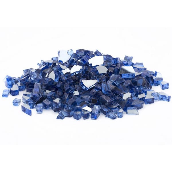 1/2 in. 25 lb. Medium Cobalt Blue Reflective Tempered Fire Glass