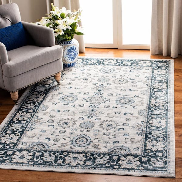 Isabella Cream/Navy 8 ft. x 10 ft. Geometric Area Rug