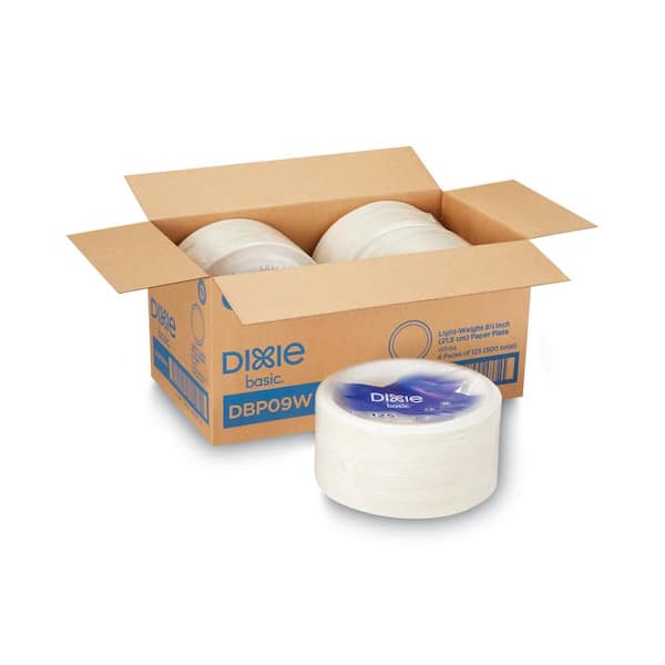 DIXIE 8.5 in. White Disposable Paper Plates, 125 / Pack, 4 / Carton