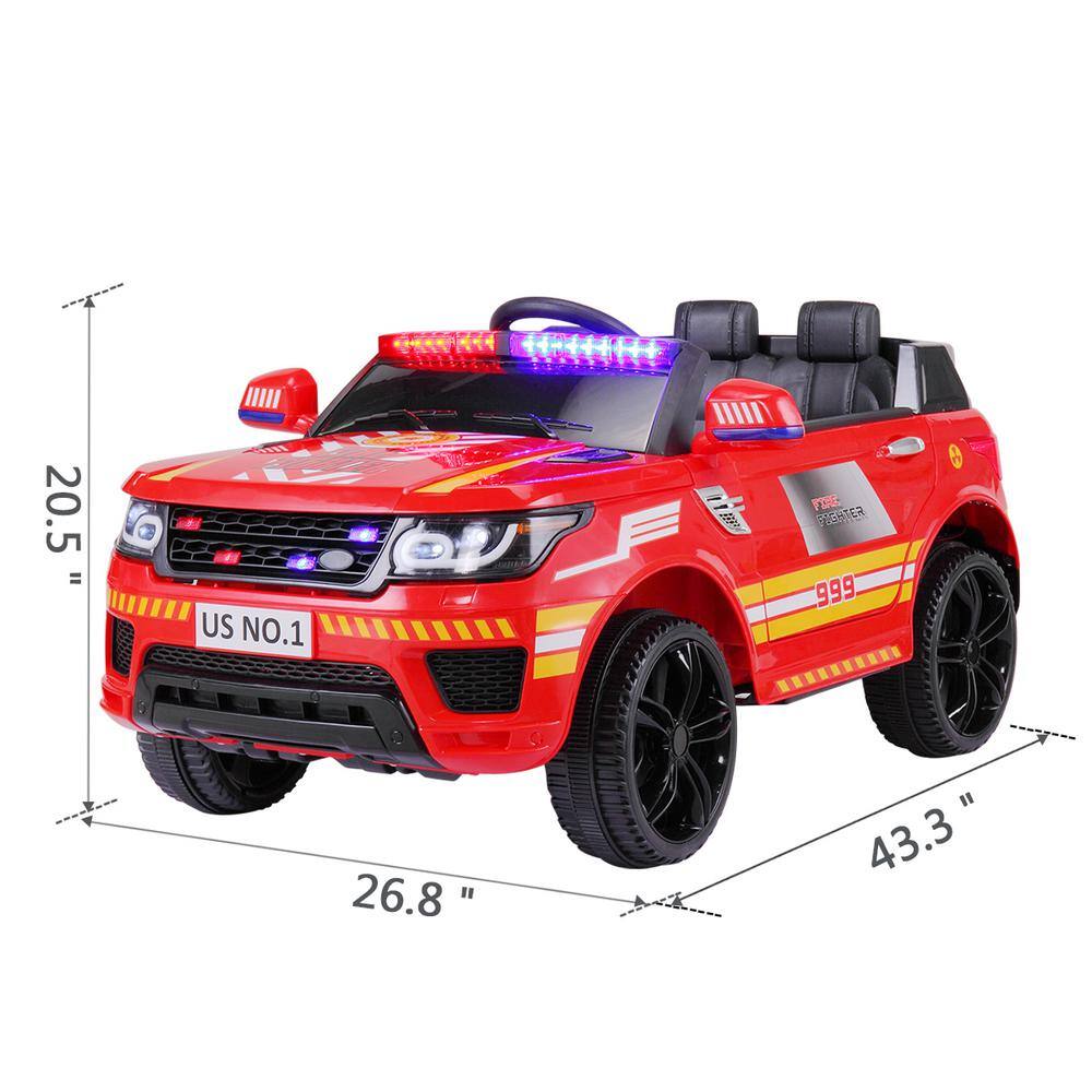 12V Red Fire Truck Ride-On with Remote Control and Siren