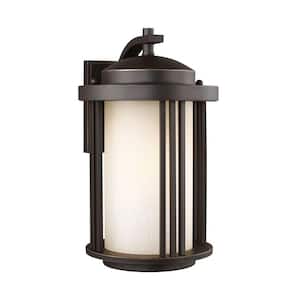 Crowell 14.875 in. 1-Light Antique Bronze Outdoor Wall Lantern Sconce