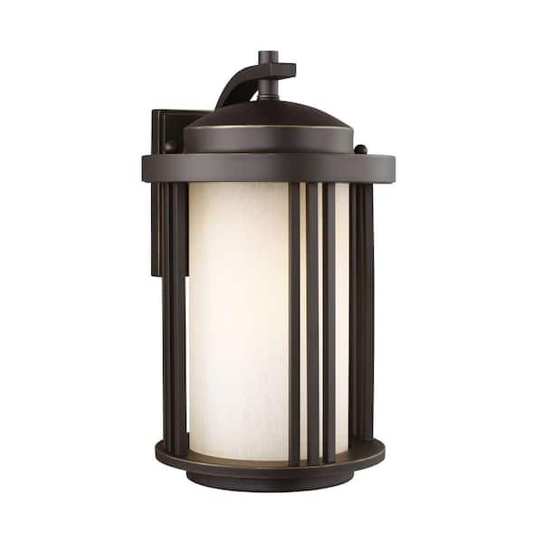 Generation Lighting Crowell 14.875 in. 1-Light Antique Bronze Outdoor Wall Lantern Sconce