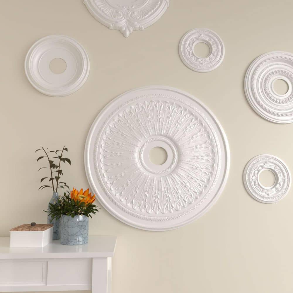 18" Primed Riley Circle Ceiling Medallion, Moisture & Rot Resistant