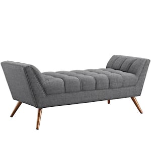Gray Response Medium Upholstered Fabric Bench
