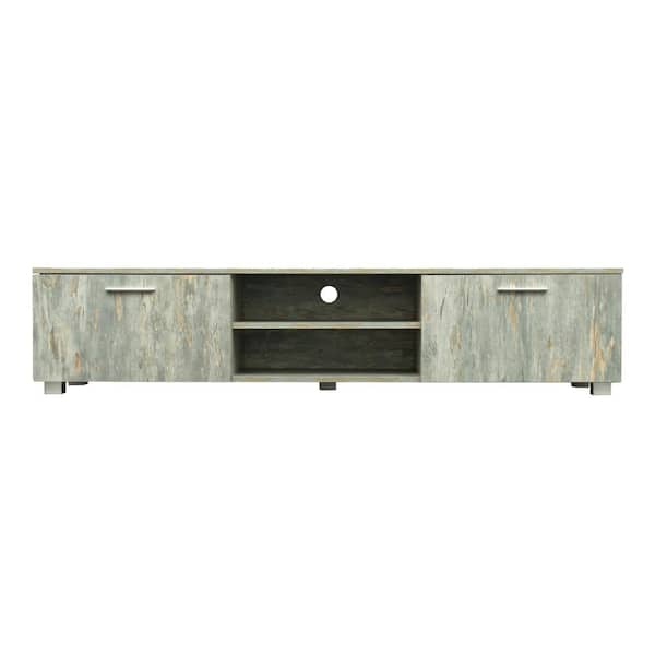 Wateday 62.99 in. Gray TV Stand without Drawers Fits TV's up to 62 in. with 2 Storage Cabinets