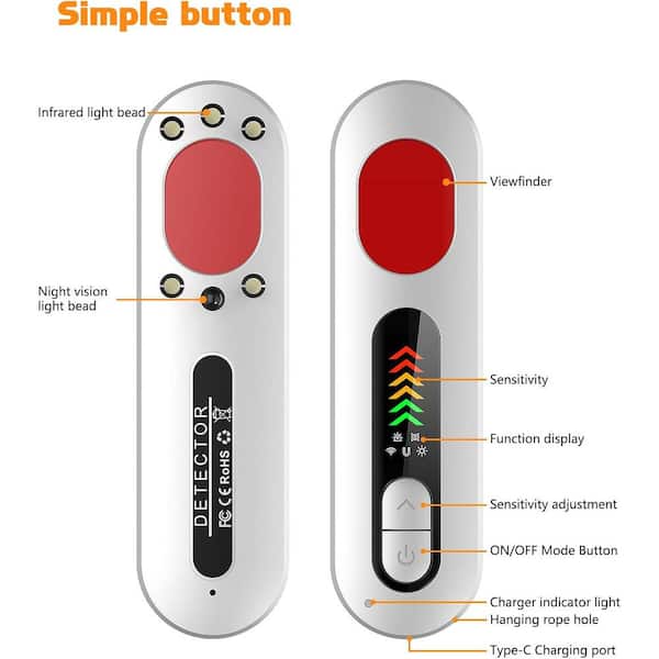 Ahfiwaso - Hidden Camera Detector 2005 New Portable Camera Finder, Tracker Detector 6 Levels Sensitivity 4 Modes, 35H Work Time