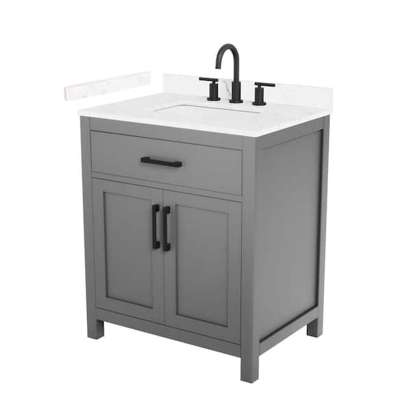 Beckett 30 in. Single Freestanding Dark Gray Bath Vanity with Carrara Cultured Marble Top