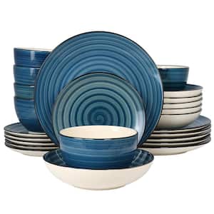 Gia 24-Piece Stoneware Dinnerware Set in Dark Blue