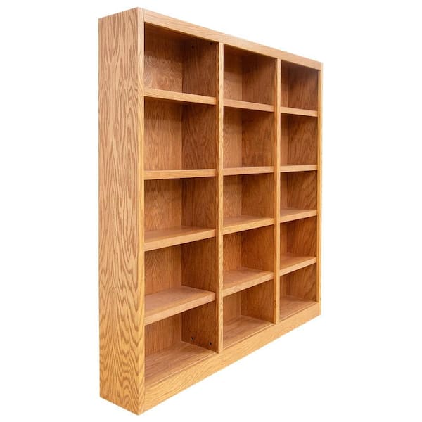 72 in. Dry Oak Wood 15-shelf Standard Bookcase with Adjustable Shelves