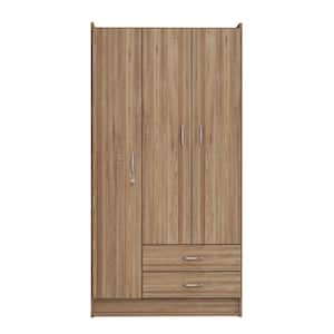 Amaretto Oak and White Wood 36.61 in. Armoire with Doors