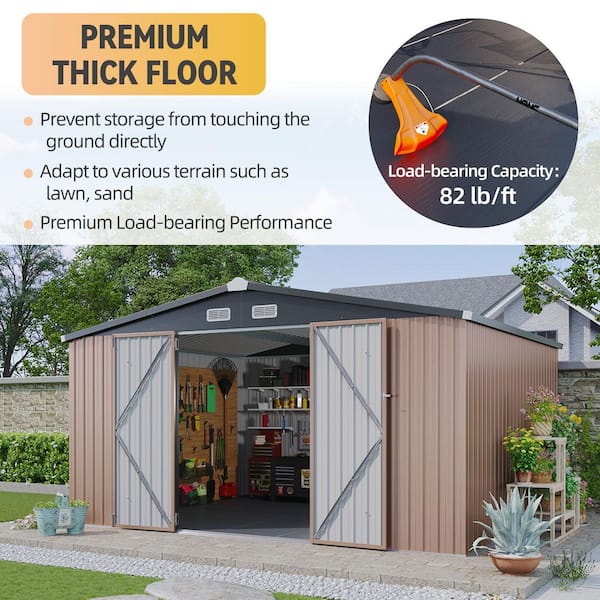 Sizzim 10 ft. W x 12 ft. D Outdoor Storage Metal Shed with Floor