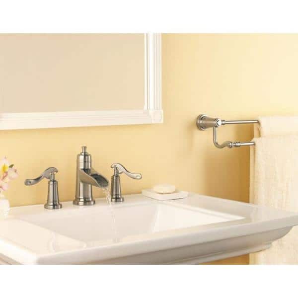 Ashfield Brushed Nickel 8" Widespread Double Handle Bathroom Faucet