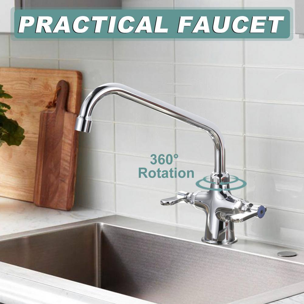 Polished Chrome Double Handle High-Arc Kitchen Faucet