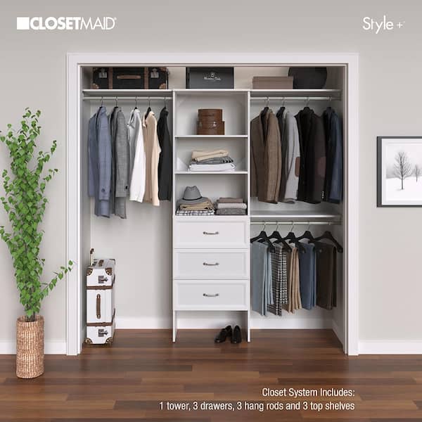 ClosetMaid Style+ 73.1 in W - 121.1 in W White Traditional