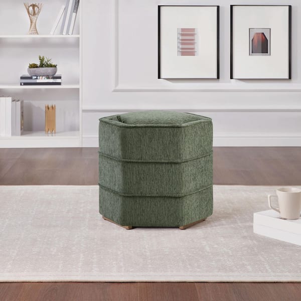 Maddox 6-Sided Storage Ottoman in Pine Farbic