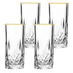 Opera Gold Rim 11 fl. oz. Crystal High Ball Set (4-Piece)