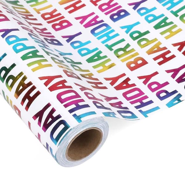 N/A Gift Wrapping Paper Roll 17 in. x 32.8 ft. Holographic Foil Design for Birthday Holiday Party Baby Shower 46.5 sq. ft.