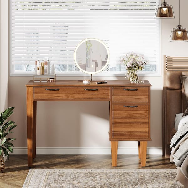 Halseey Tribesigns Home Office 47 in. Rectangular Brown Wood Modern Teacher Computer Desk Dining Table File Drawers