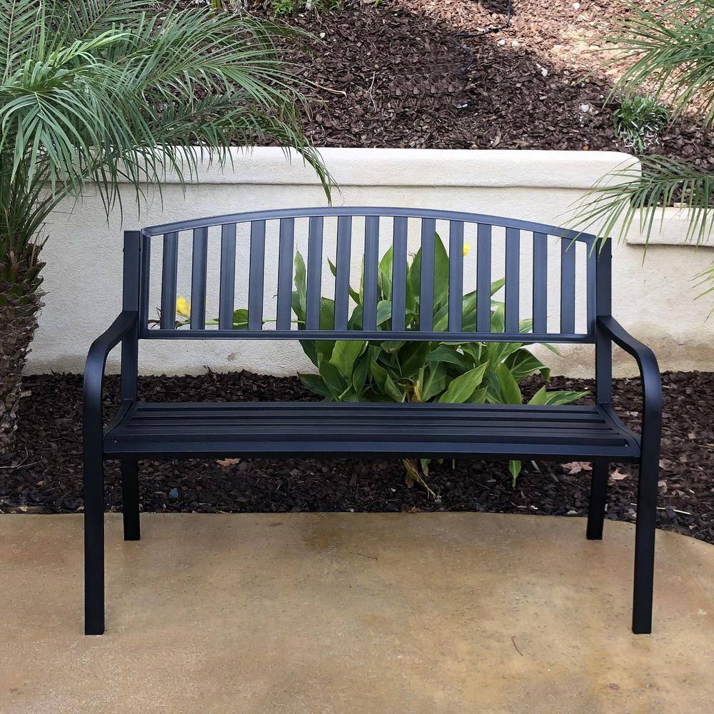 Maypex 4 ft. Steel Outdoor Patio Bench 300040 - The Home Depot