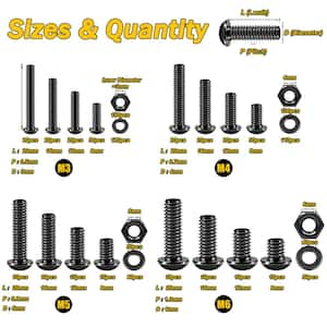 Carbon Steel Button Head Socket Cap Screw Spanner Drive Assorted Metric Screw Kit (900-Pack)